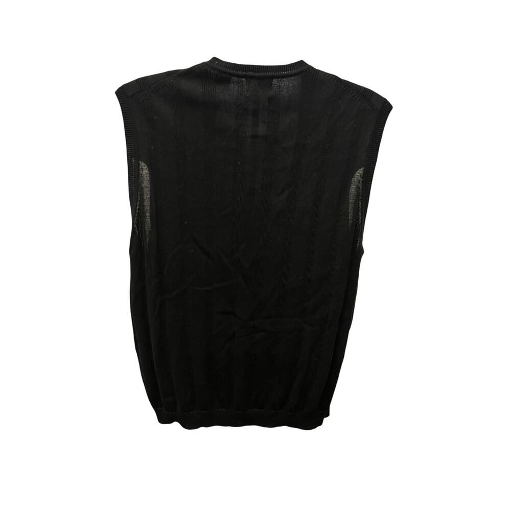 ⛳ IZOD Golf Black Sweater Vest Men’s M 100% Mercerized Cotton Preppy - Picture 3 of 5